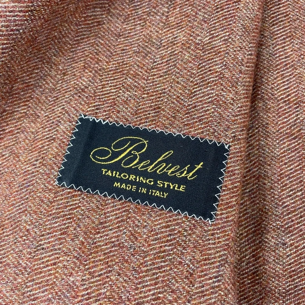 Belvest‎ Orange Herringbone Wool Cashmere Orange Mens Blazer Size 40R NWT